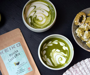 Matcha Mixgetränke und Tee-Gebäck